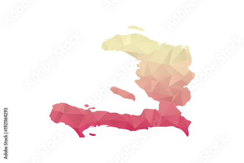 Haiti Map - Polygon Style Vector Illustration in Peach and Pink Gradient, Low Poly Geometric Design, Isolated on White Background for Infographics and Projects.