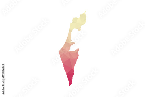Palestine Map - Polygon Style Vector Illustration in Peach and Pink Gradient, Low Poly Geometric Design, Isolated on White Background for Infographics and Projects.