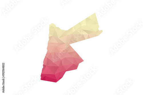 Jordan Map - Polygon Style Vector Illustration in Peach and Pink Gradient, Low Poly Geometric Design, Isolated on White Background for Infographics and Projects.