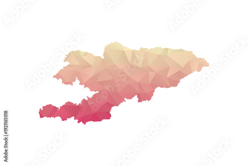 Kyrgyzstan Map - Polygon Style Vector Illustration in Peach and Pink Gradient, Low Poly Geometric Design, Isolated on White Background for Infographics and Projects.