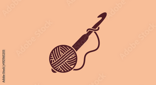 Knitting needles and yarn ball illustration on a simple background from a straightforward viewpoint