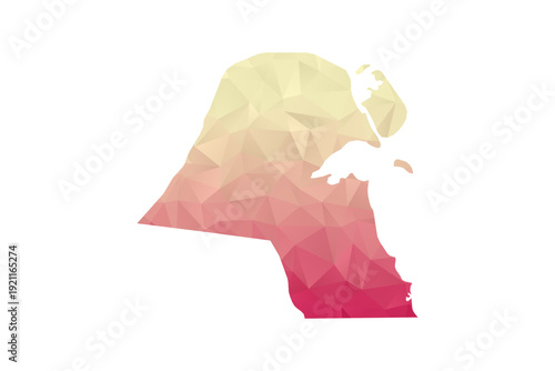 Kuwait Map - Polygon Style Vector Illustration in Peach and Pink Gradient, Low Poly Geometric Design, Isolated on White Background for Infographics and Projects.