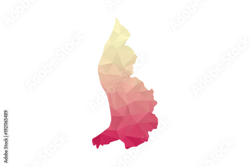 Liechtenstein Map - Polygon Style Vector Illustration in Peach and Pink Gradient, Low Poly Geometric Design, Isolated on White Background for Infographics and Projects.