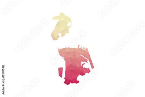 Macao Map - Polygon Style Vector Illustration in Peach and Pink Gradient, Low Poly Geometric Design, Isolated on White Background for Infographics and Projects.