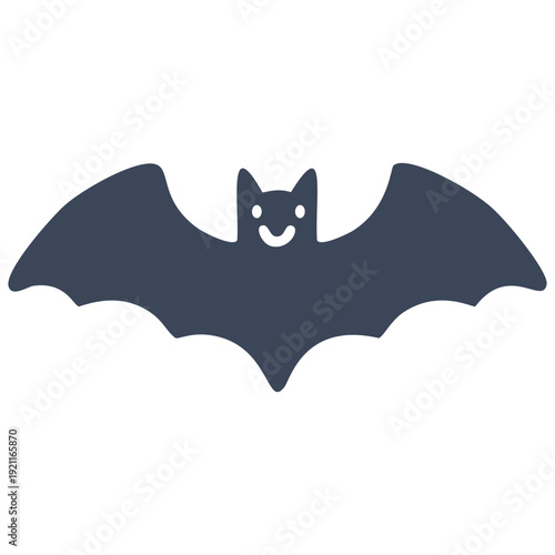 Playful flying bat character with a happy face, a charming Halloween element illustration perfect for various creative projects on adobe stock