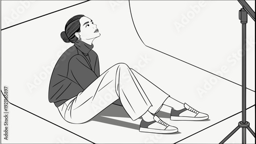 Stylish Woman Posing in Studio Setting.