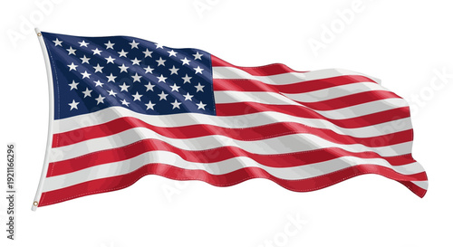 American flag waving proudly with stars and stripes