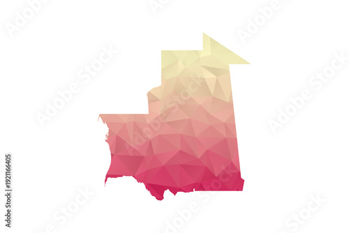 Mauritania Map - Polygon Style Vector Illustration in Peach and Pink Gradient, Low Poly Geometric Design, Isolated on White Background for Infographics and Projects.