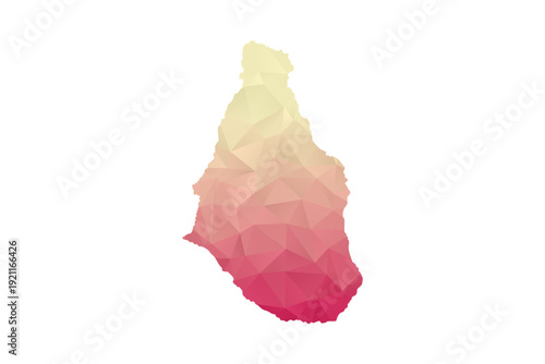Montserrat Map - Polygon Style Vector Illustration in Peach and Pink Gradient, Low Poly Geometric Design, Isolated on White Background for Infographics and Projects.