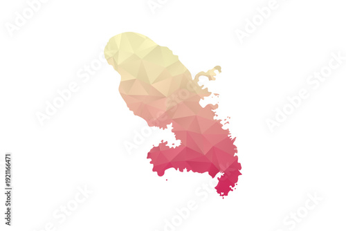 Martinique Map - Polygon Style Vector Illustration in Peach and Pink Gradient, Low Poly Geometric Design, Isolated on White Background for Infographics and Projects.