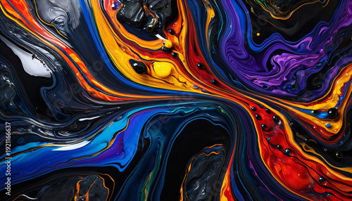 Vibrant abstract liquid marble texture, colorful fluid art background with dynamic flowing waves