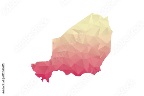 Niger Map - Polygon Style Vector Illustration in Peach and Pink Gradient, Low Poly Geometric Design, Isolated on White Background for Infographics and Projects.