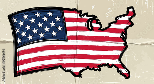Vibrant American flag design covering the United States map