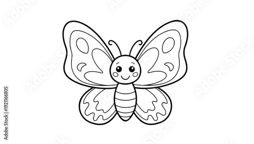 Cute Butterfly Line Art for Coloring
