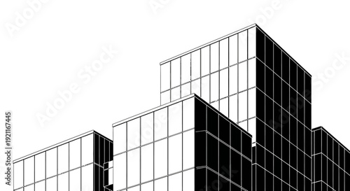 Modern architectural silhouette of geometric city buildings