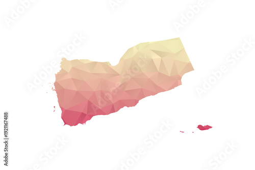 Yemen Map - Polygon Style Vector Illustration in Peach and Pink Gradient, Low Poly Geometric Design, Isolated on White Background for Infographics and Projects.