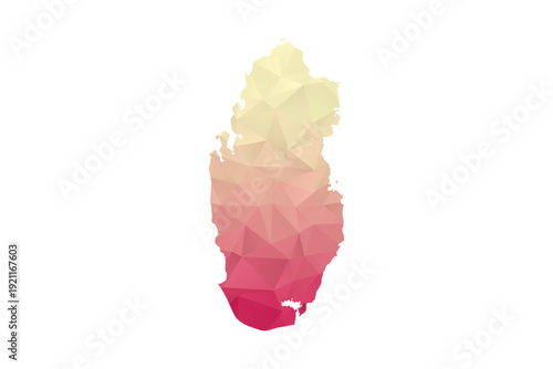 Qatar Map - Polygon Style Vector Illustration in Peach and Pink Gradient, Low Poly Geometric Design, Isolated on White Background for Infographics and Projects.