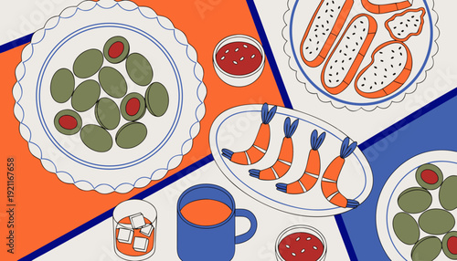 Spanish Tapas Vector Illustration