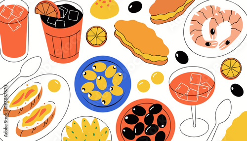 Spanish Tapas Vector Illustration