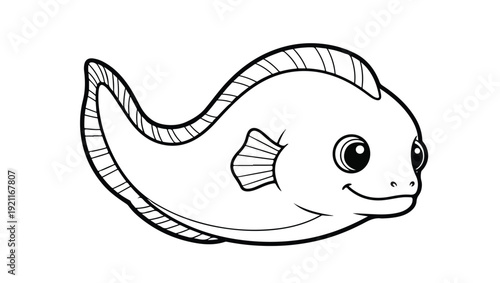 Cute Cartoon Moray Eel Coloring Page