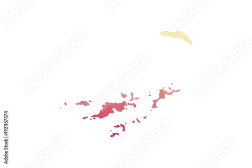 British Virgin Islands Map - Polygon Style Vector Illustration in Peach and Pink Gradient, Low Poly Geometric Design, Isolated on White Background for Infographics and Projects.