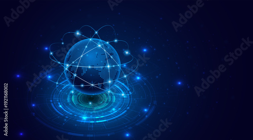 Concept of global network connection. World map. Modern internet network connection technology. High speed internet or fast wireless data transmission.