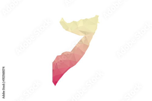 Somalia Map - Polygon Style Vector Illustration in Peach and Pink Gradient, Low Poly Geometric Design, Isolated on White Background for Infographics and Projects.