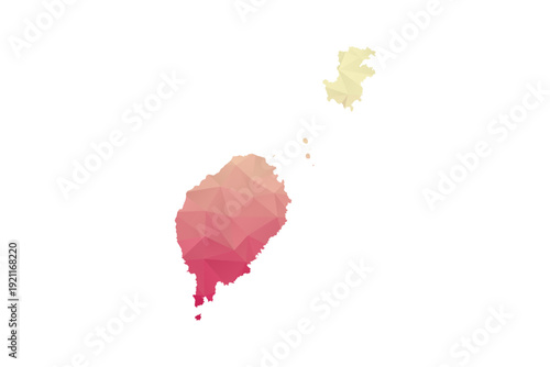 Sao Tome and Principe Map - Polygon Style Vector Illustration in Peach and Pink Gradient, Low Poly Geometric Design, Isolated on White Background for Infographics and Projects.