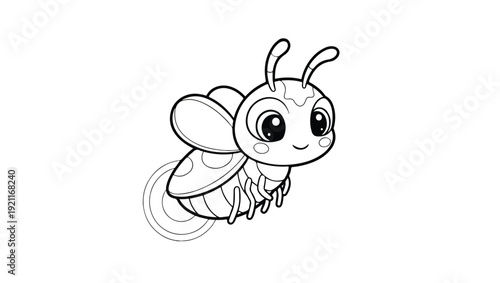 Cute Cartoon Firefly Coloring Page Vector Illustration