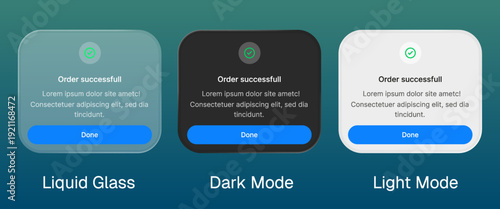 Order successful alert Vector with liquid glass style