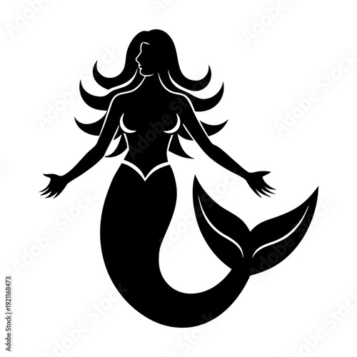 Mermaid Logo Vector Illustration on White Background.