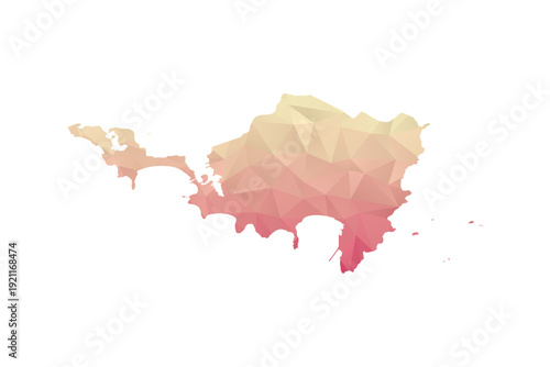 Sint Maarten Map - Polygon Style Vector Illustration in Peach and Pink Gradient, Low Poly Geometric Design, Isolated on White Background for Infographics and Projects.