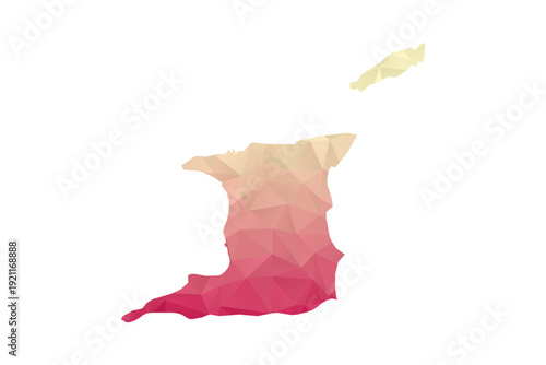 Trinidad and Tobago Map - Polygon Style Vector Illustration in Peach and Pink Gradient, Low Poly Geometric Design, Isolated on White Background for Infographics and Projects.