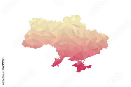 Ukraine Map - Polygon Style Vector Illustration in Peach and Pink Gradient, Low Poly Geometric Design, Isolated on White Background for Infographics and Projects.