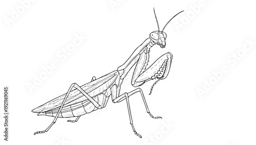 Praying Mantis Line Art Illustration