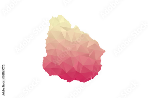Uruguay Map - Polygon Style Vector Illustration in Peach and Pink Gradient, Low Poly Geometric Design, Isolated on White Background for Infographics and Projects.