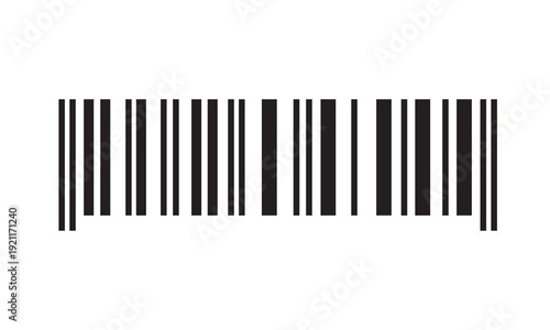 Simple Black Barcode Isolated on white background. High contrast black barcode symbol with vertical lines, retail, inventory, and product identification concepts.
