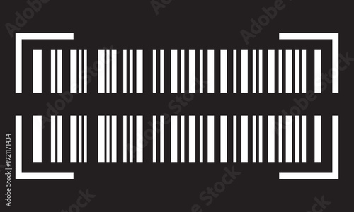 Simple White Barcode Isolated on black background. High contrast black barcode symbol with vertical lines, retail, inventory, and product identification concepts.