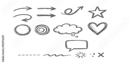 A collection of vector speech bubble icons and comic communication elements featuring cloud shapes and chat balloons for web design illustration