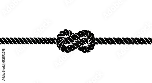 Black Infinity Knot on Rope - Symbol of Eternity, Connection, and Boundless