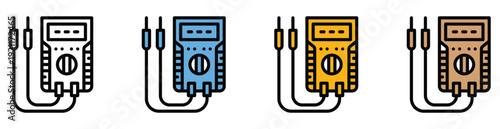 Multicolor voltmeter icons for electronic testing and measurement