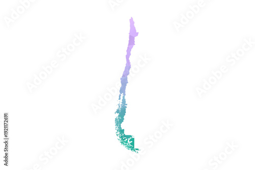Chile Map Polygon Style Vector Illustration in Purple and Cyan Gradient, Low Poly Geometric Design, Isolated on White Background for Infographics and Projects.