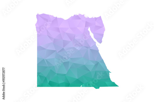 Egypt Map Polygon Style Vector Illustration in Purple and Cyan Gradient, Low Poly Geometric Design, Isolated on White Background for Infographics and Projects.