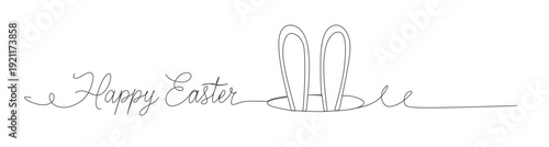 continuous line  Happy Easter Easter rabbit  easter Bunny. Vector illustration.