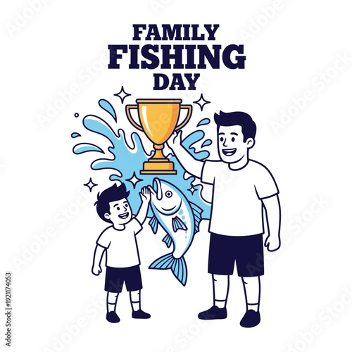 A happy family celebrates a successful fishing day together outdoors tshirt design