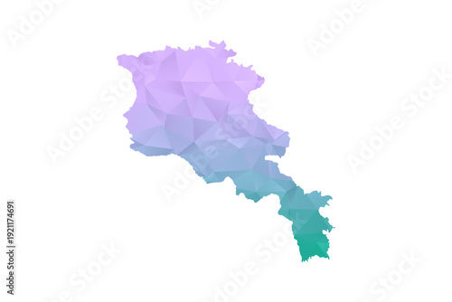 Armenia Map Polygon Style Vector Illustration in Purple and Cyan Gradient, Low Poly Geometric Design, Isolated on White Background for Infographics and Projects.
