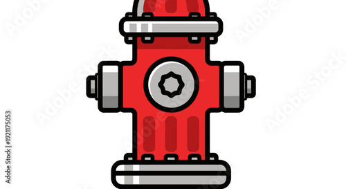 Red retro robot toy with a key isolated on white background