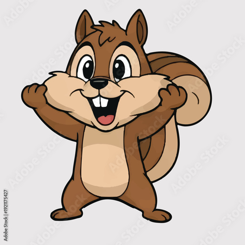 Cute cartoon squirrel holding acorn vector illustration