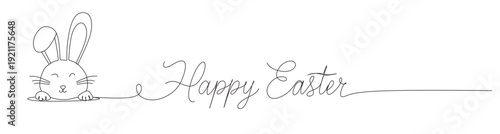 continuous line  Happy Easter Easter rabbit  easter Bunny. Vector illustration.