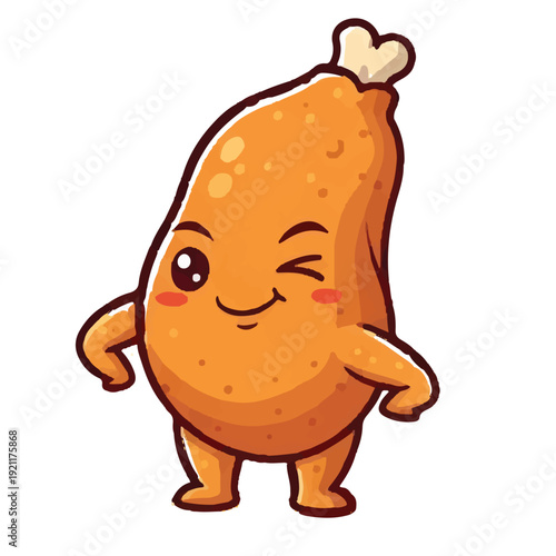 Funny cartoon fried chicken  characters